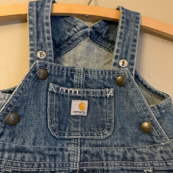 Carhartt Bib Overalls 9 Months Jean Kids Infant Denim Floral Workwear Girls - Picture 4 of 6